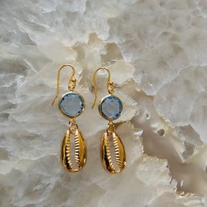 Boho Vintage Swarovski Crystal Cowrie Earrings